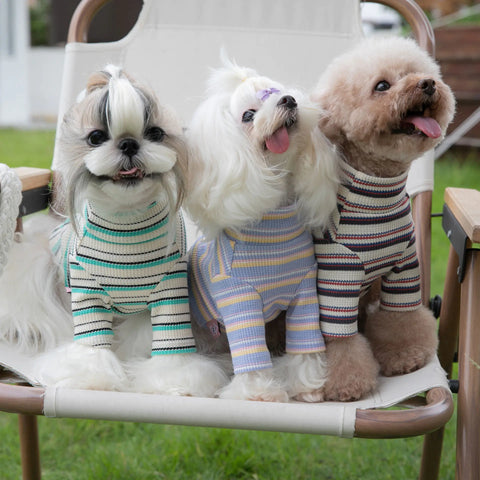 Striped Waffle Long-Sleeved Pet Clothes
