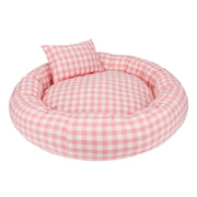 Gingham Pet Bed for All Season Padded Pet Lounge for Cats Comfy and Cute Pet Bed for Small Dogs (PinkS)