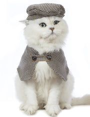 Impoosy Cat Halloween Costume Cute Plaid Pet Clothes with Classic Hat Kitten Cosplay Shirts Cope for Cats Outfits (M)